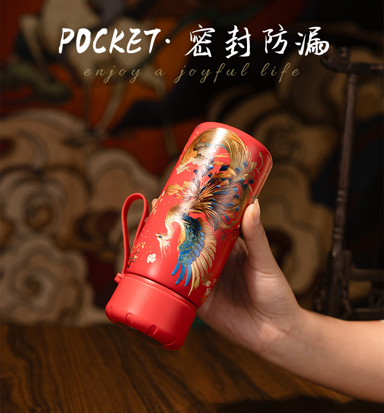 凤凰水杯不锈钢国潮智能保温杯真空温显杯商务办公礼品杯批发详情7