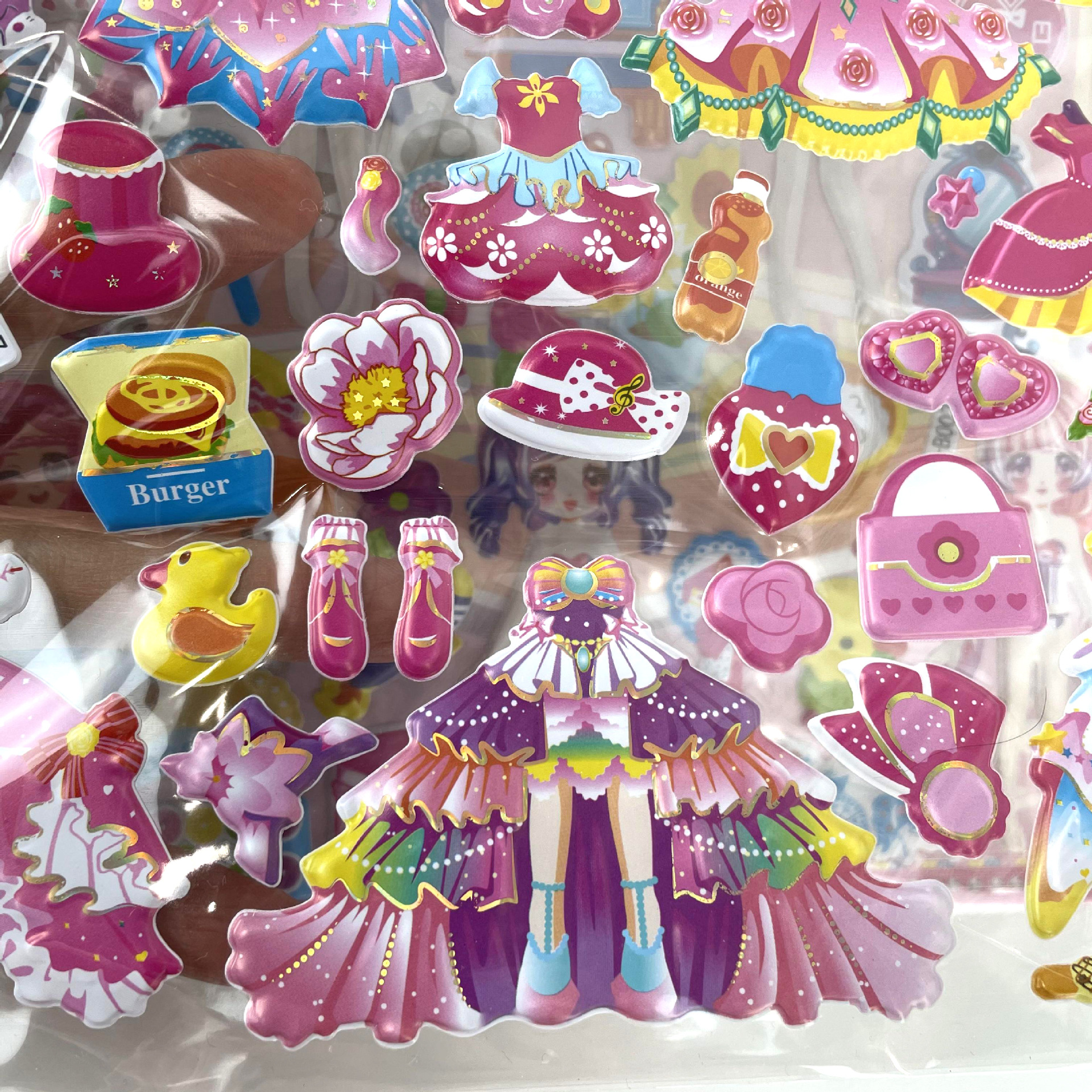 双层3D立体儿童卡通泡泡贴纸换装早教DIY女孩粘贴画烫金立体贴纸详情10