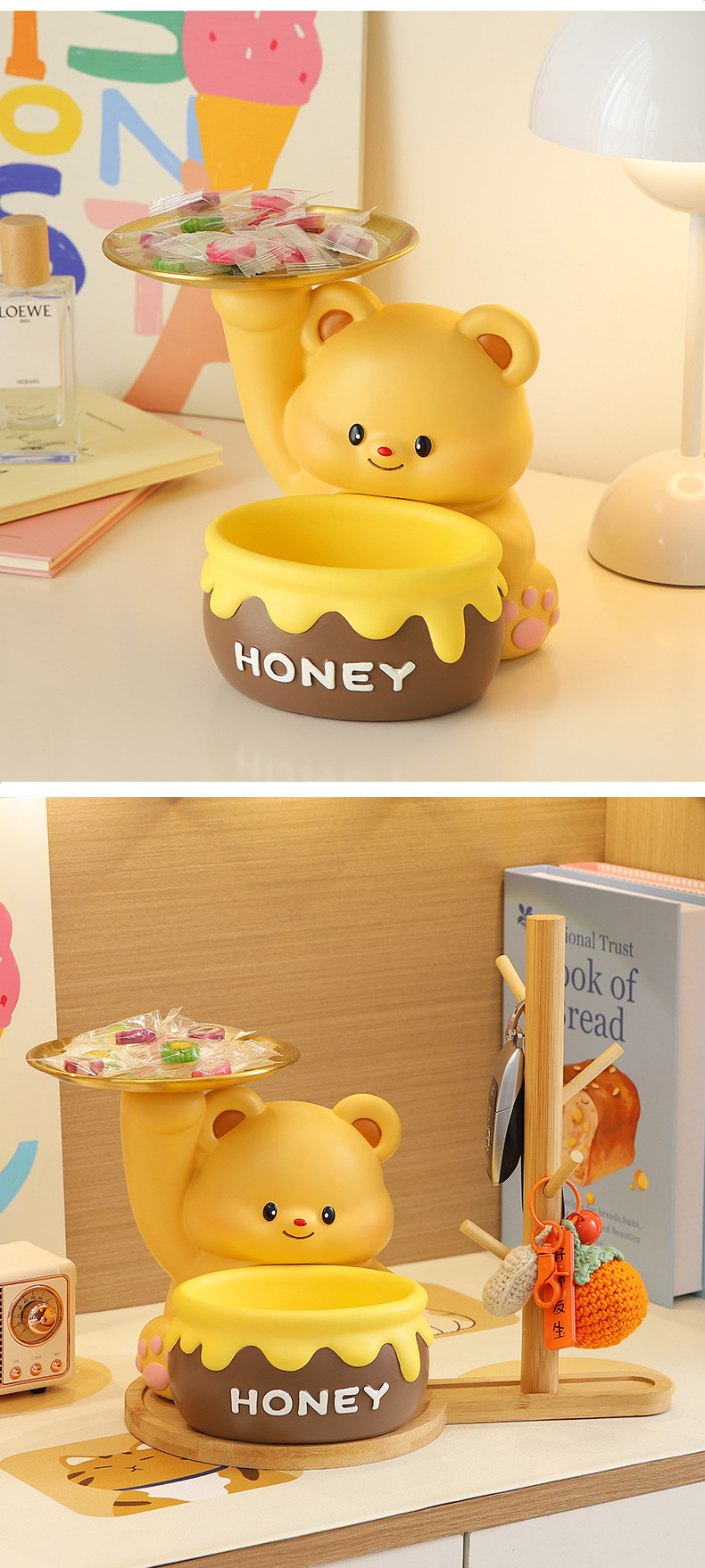 Cute butter bear, entrance door key storage, foyer ornaments, living room home, shoe cabinet, new home decoration pic 11