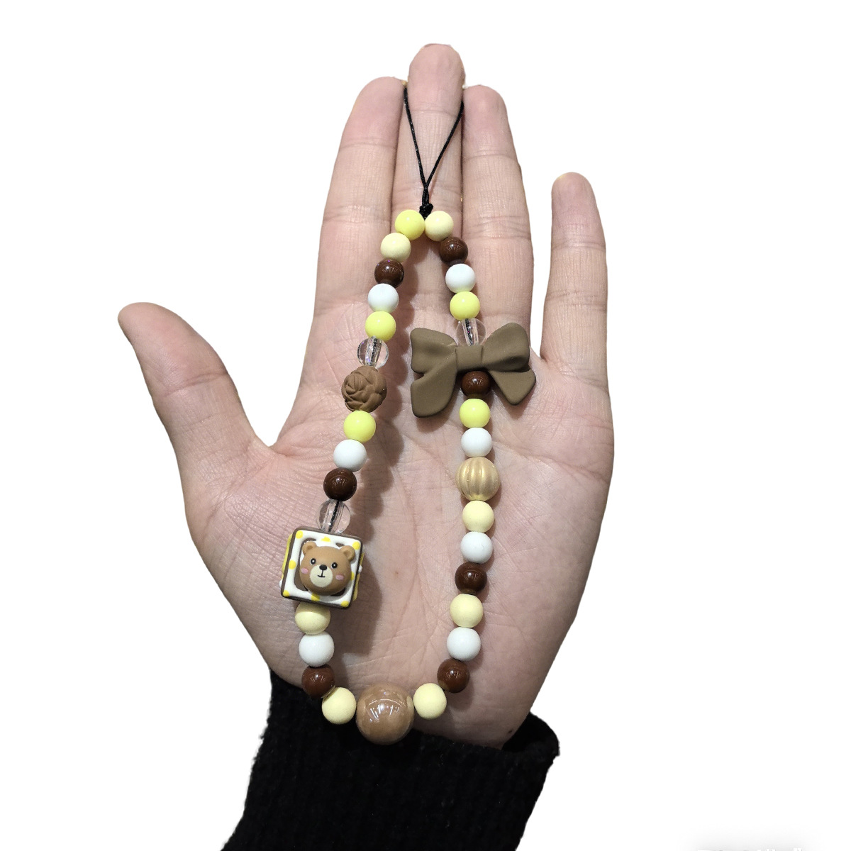 Gradient color-blocking cartoon beaded mobile phone chain, cute 3D doll hand-painted pendant, girlish Ins-style ccd pendant pic 6