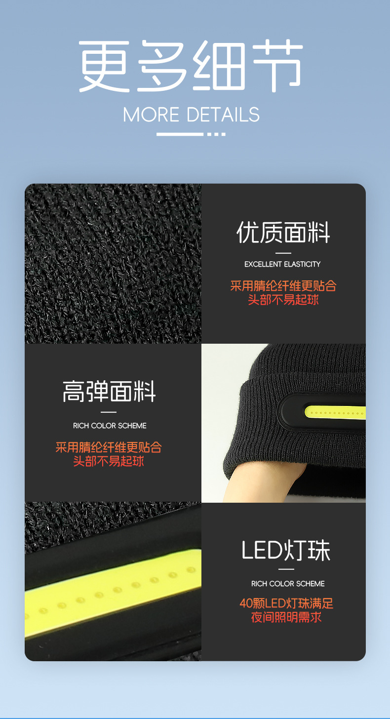 新款LED炫彩照明充电蓝牙音乐帽万圣节派对表演娱乐七彩发光帽子详情9