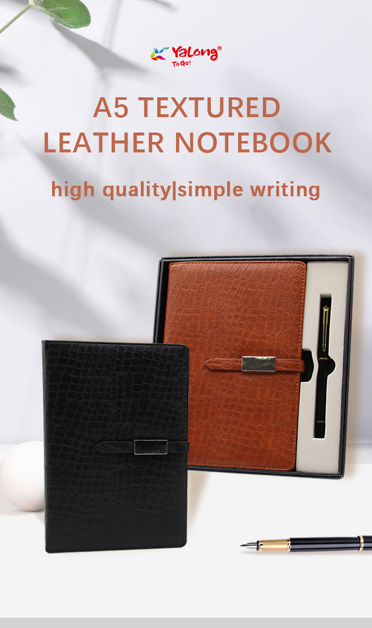 雅隆跨境2023经典设计皮革学生办公室工作人员笔记本用笔详情1