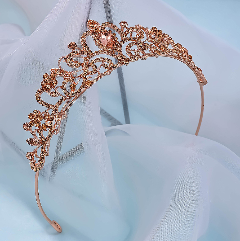 新娘皇冠婚纱礼服头饰生日成人礼演出百搭水钻发箍奢华王冠批发详情12