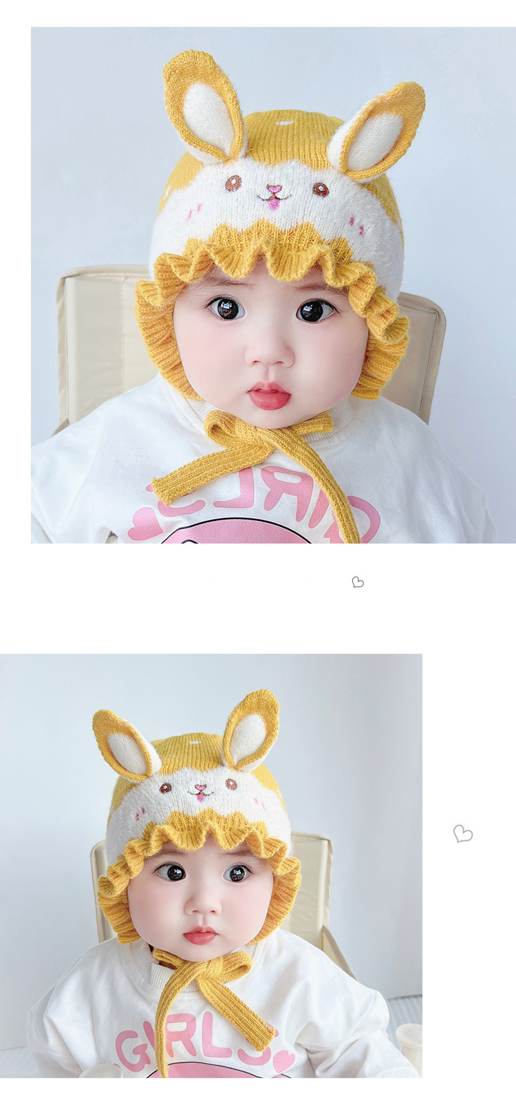 婴儿帽子秋冬款可爱超萌护耳新款男宝宝女童新生儿针织毛线儿童帽详情5