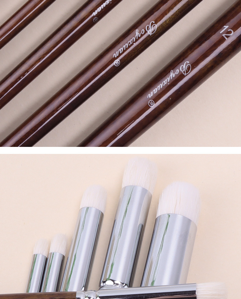 Boyixuan cross-border best-selling amber brown wool makeup brushes, high-quality detail engraving dry brushes, in stock for wholesale pic 8