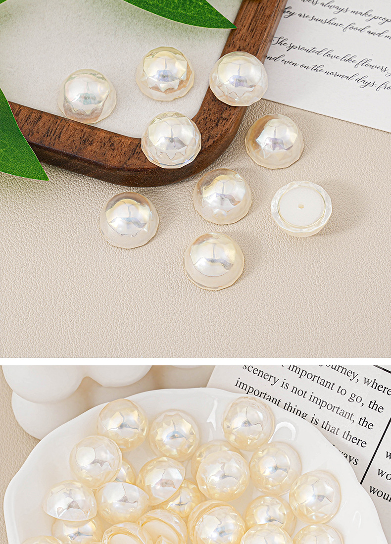 高品质切面透明珍珠半面贴片珠中珠diy耳环发卡饰品配件贴片材料详情6