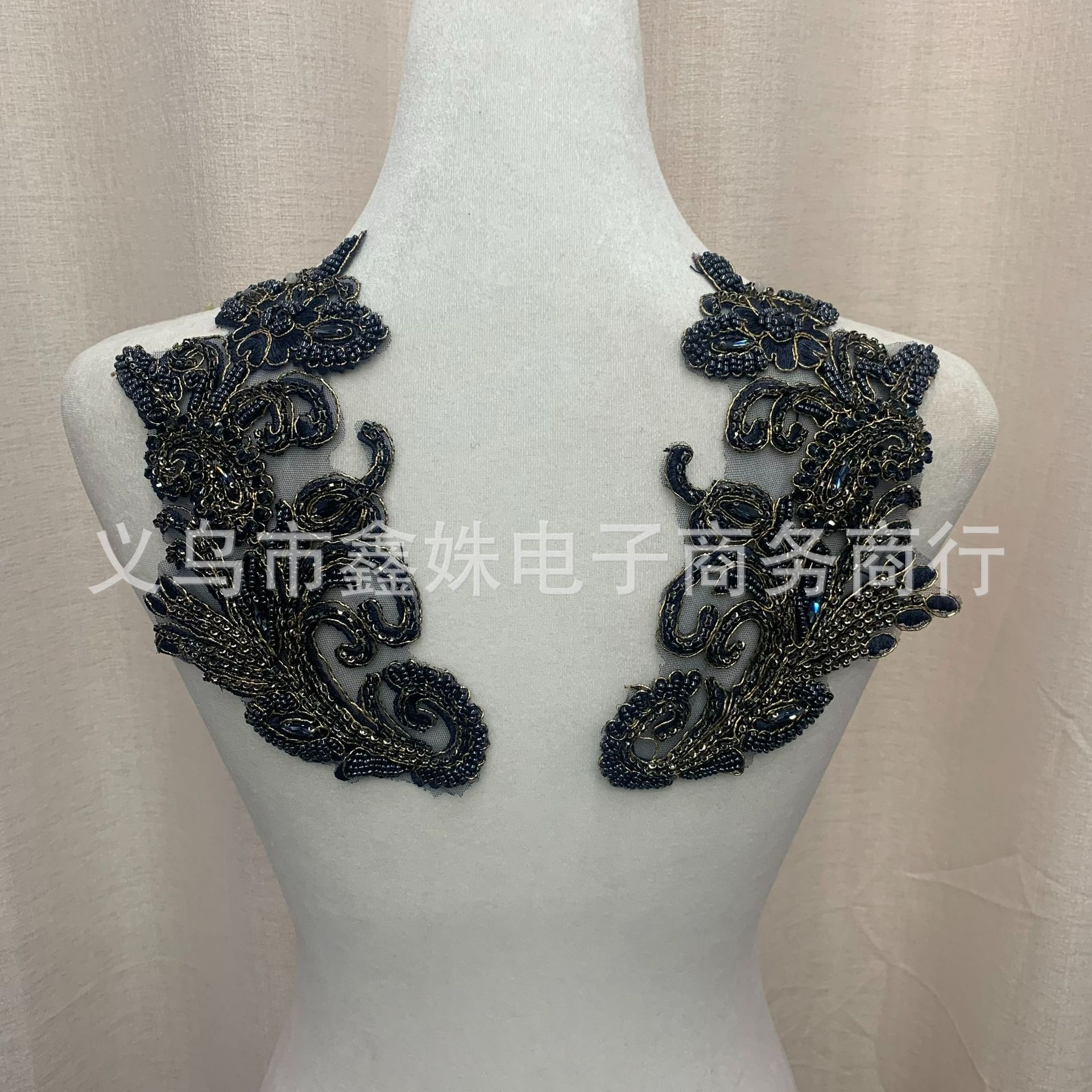 DIY handcrafted wedding dress accessories, dress accessories and clothing accessories with multi-color hand-stitched beaded and beaded lace patchwork pic 3