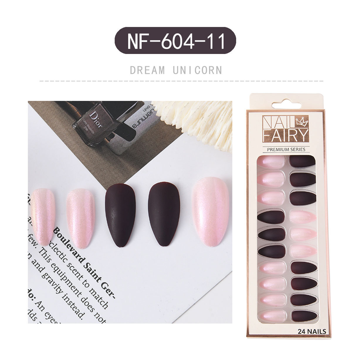 Cross-border new matte nail patches, wearable nails, reusable nail patches, finished fake nail sheets pic 14