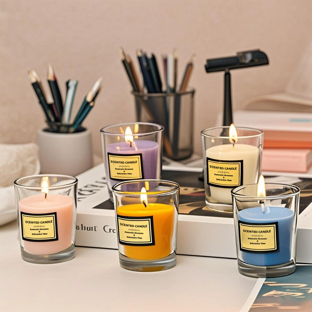 跨境热销香薰蜡烛无烟大豆蜡香氛氛围彩色蜡烛玻璃杯礼物伴手礼详情4