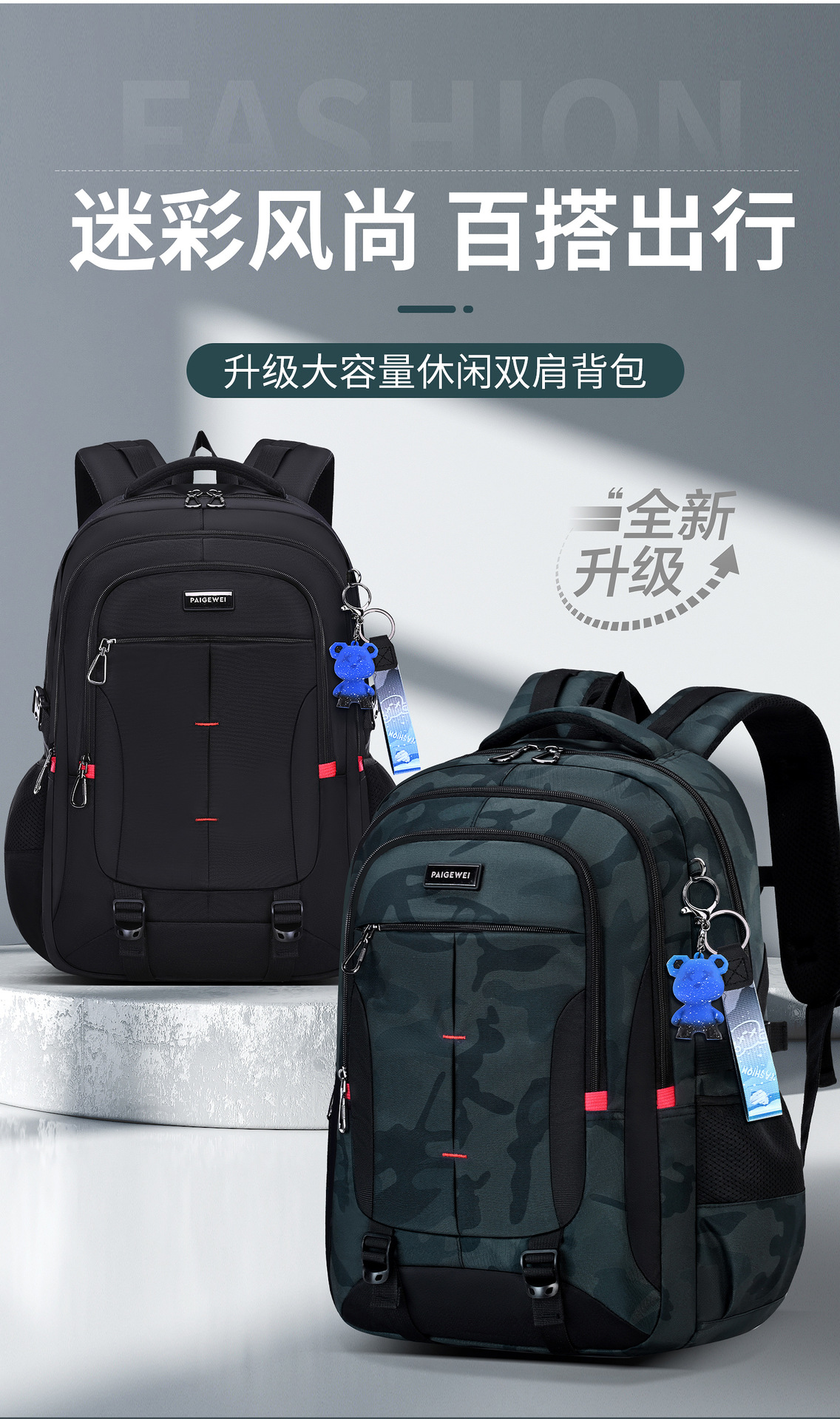 2025 nuevo estudiante de secundaria mochila de escuela para niños junior junior junior junior junior junior mochila de gran capacidad para hombres reducción de carga protección de arnes para hombres pic 3