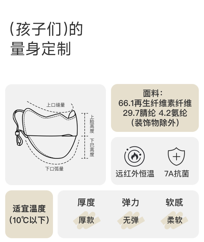 男女童秋冬季加厚防寒保暖面罩学生可爱小熊透气防风脸罩儿童口罩详情12