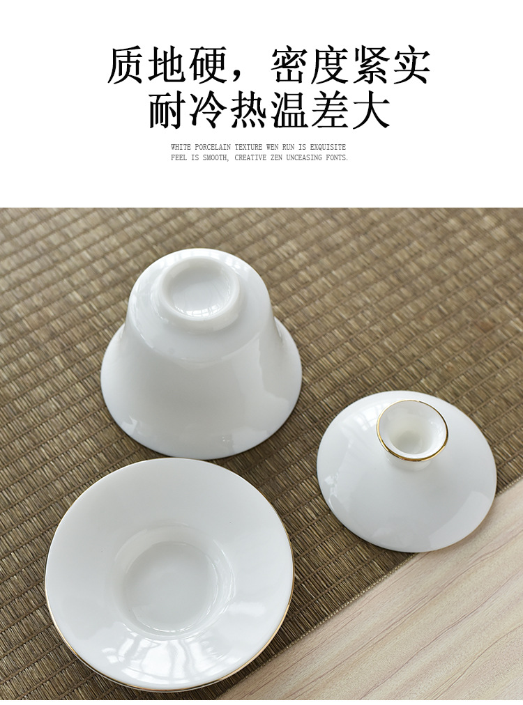 Dehua sheep fat Jade White porcelain Gongfu tea sets, complete sets of tea cups, business gifts and souvenirs wholesale, LOGO design pic 13