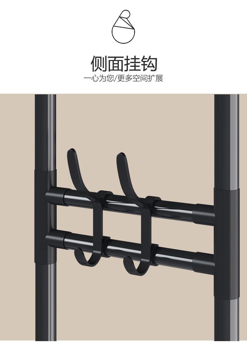 Simple coat rack, floor-standing indoor clothes hanger, bedroom clothes double-pole rack, household clothes drying rack, dormitory clothes drying rack pic 13