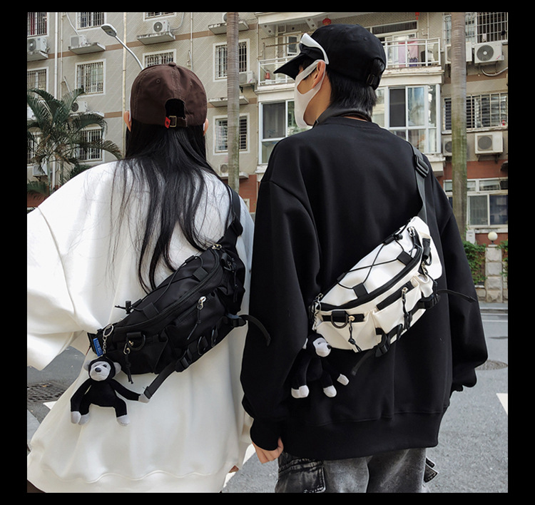 斜挎包潮牌男士百搭休闲胸包工装简约ins腰包日系情侣单肩斜挎包详情8