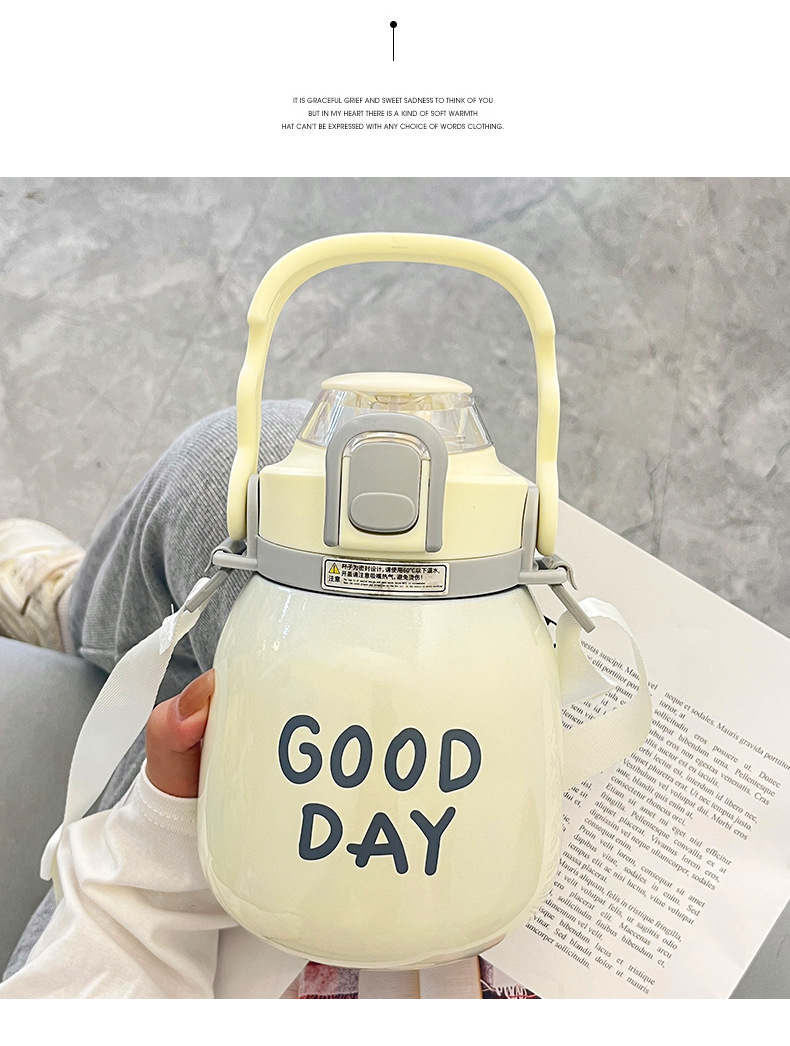 Large-bellied cup, popular online celebrity, high appearance level, insulated cup with straw, outdoor portable stainless steel water bottle, large-capacity water cup manufacturer pic 29