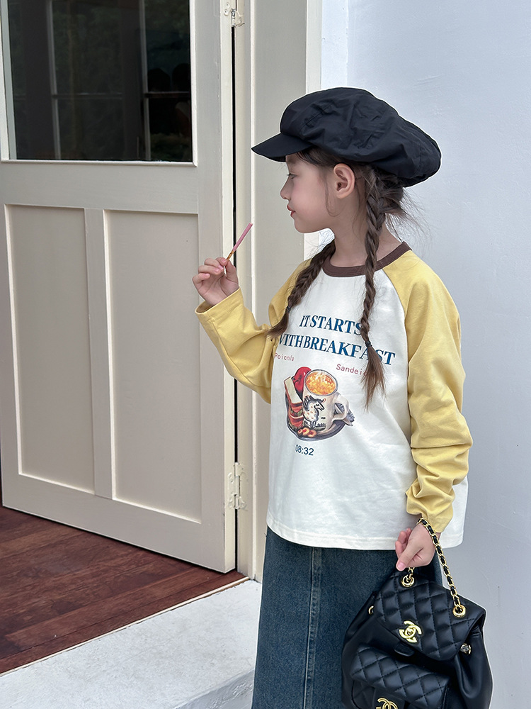 2024秋季新款儿童秋装长袖T恤上衣女童宝宝230克卡通插肩打底衫潮详情52