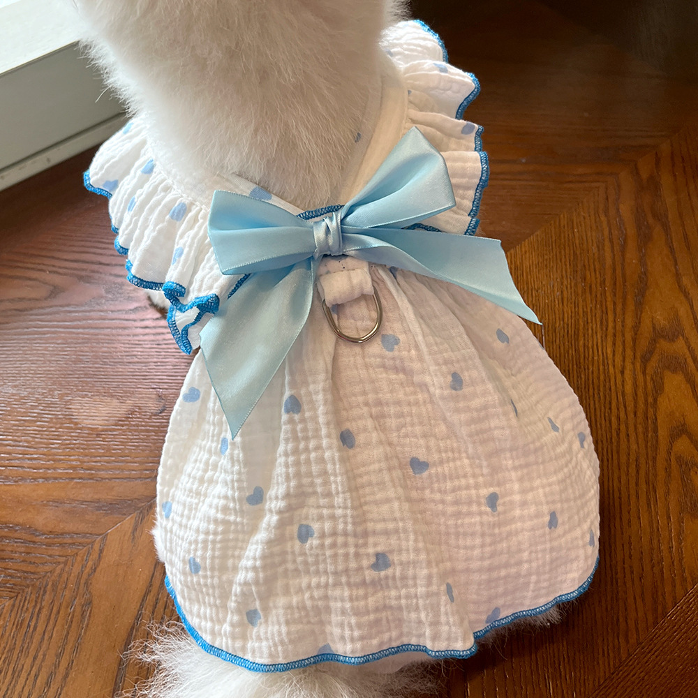 Mascotas vestido ropa ropa primavera verano perro gato teddy by bear pomerania muppet gato amor 100% algodón pic 33