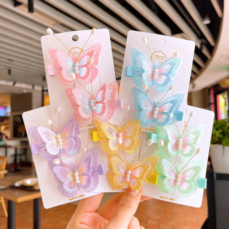 韩版小清新女童发夹双层刺绣蝴蝶结鸭嘴夹宝宝发卡少女古风对夹详情20