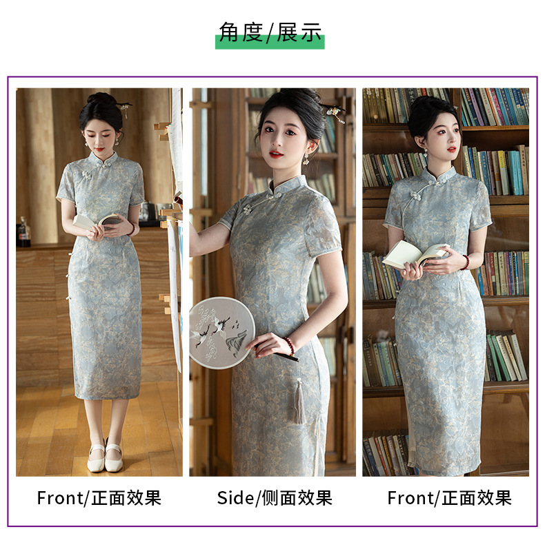 年轻款显瘦韩国纱日常新中式立领旗袍2025新款女复古短袖旗袍夏季详情3