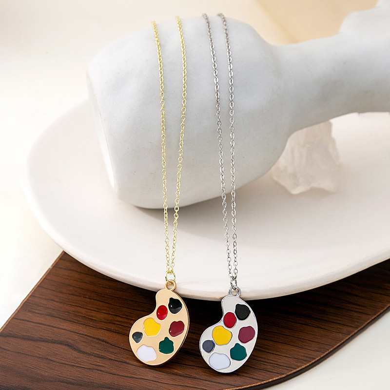 银针设计感个性趣味画笔画板耳环项链 ins复古文艺气质不对称耳钉详情26