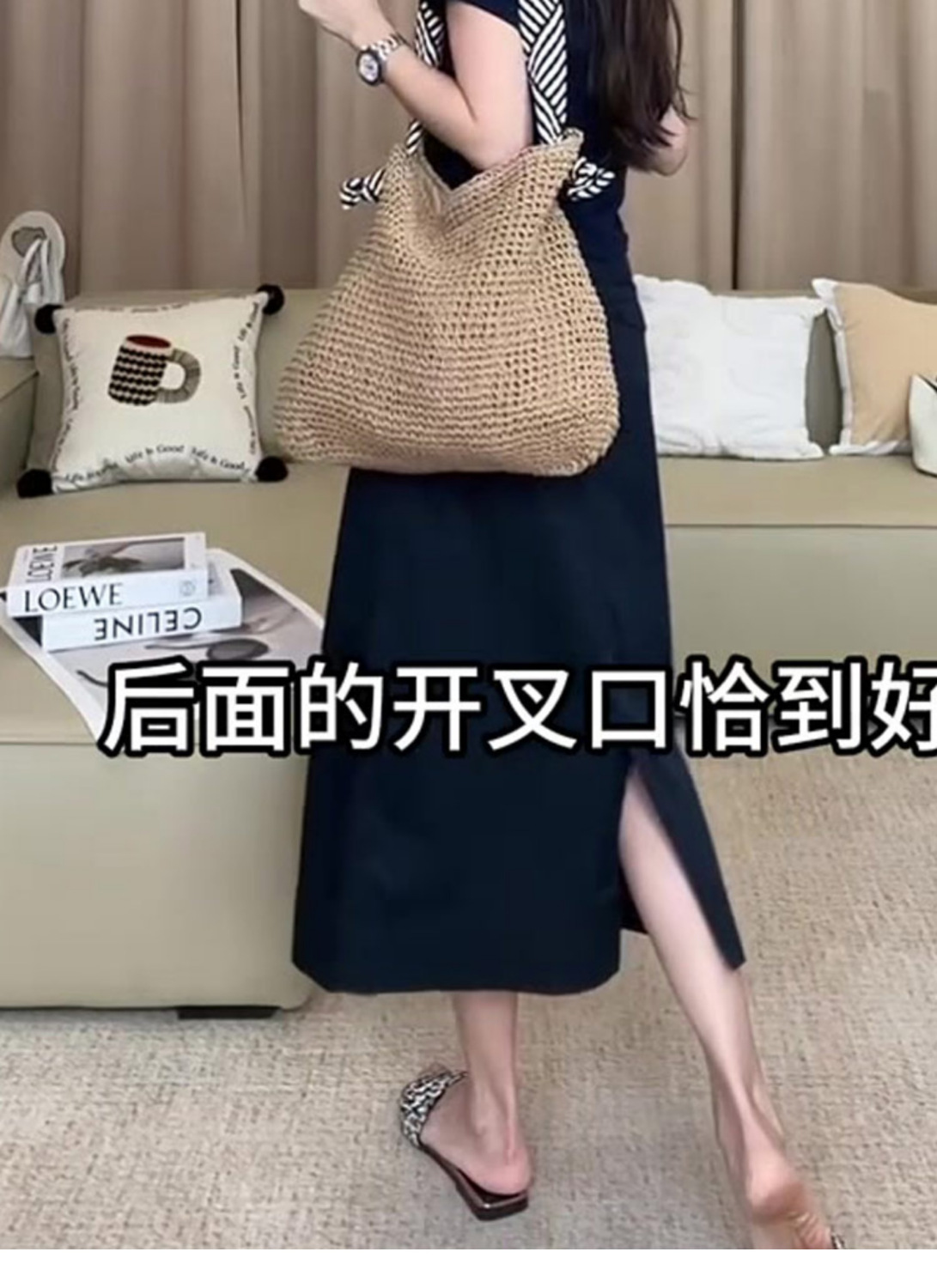 藏青色半身裙女2025秋冬新款气质显瘦时尚百搭宽松简约修身a字裙详情4