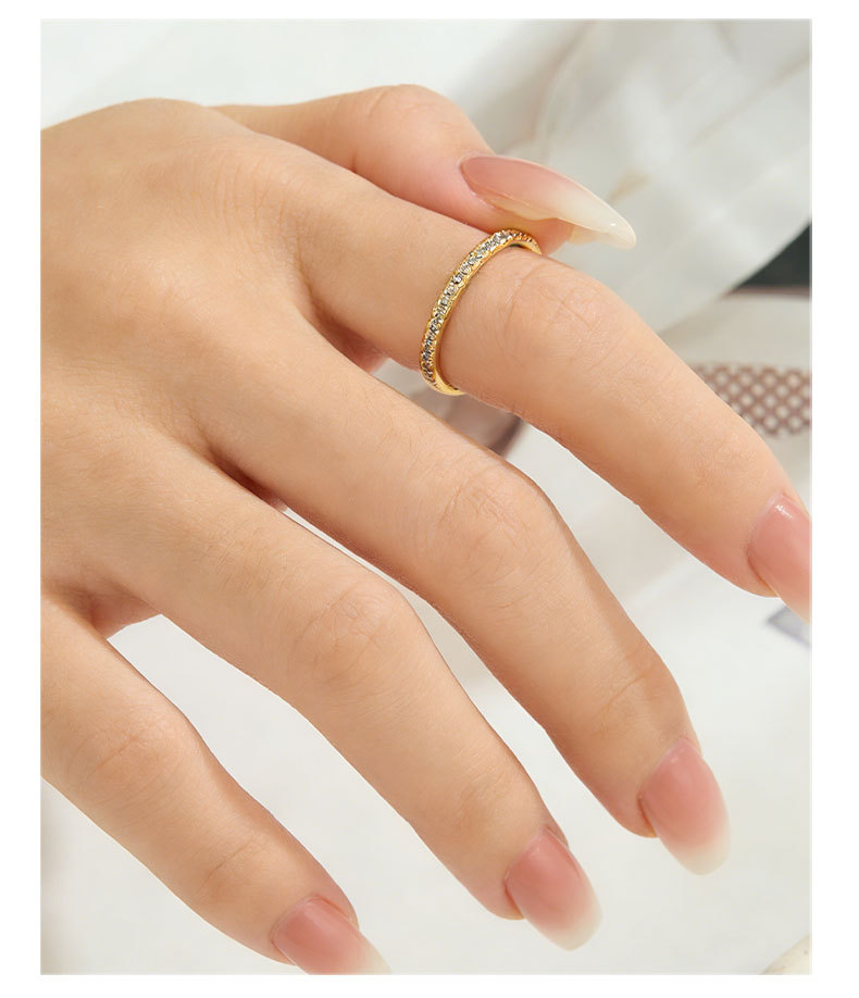 A light luxury, simple and high-end single-row zircon open ring, versatile for commuting, whitening, adjustable index finger ring ring pic 6