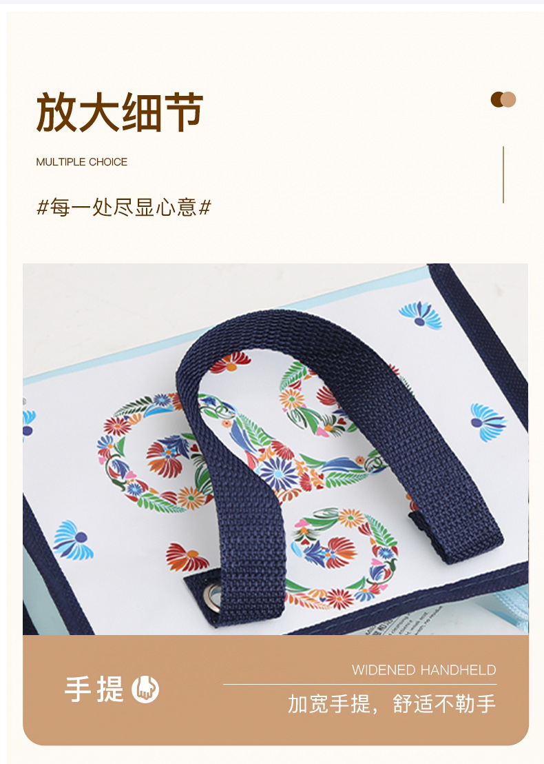 现货防水无纺布手提袋外贸彩印拉链小号收纳袋时尚便携购物礼品袋详情11