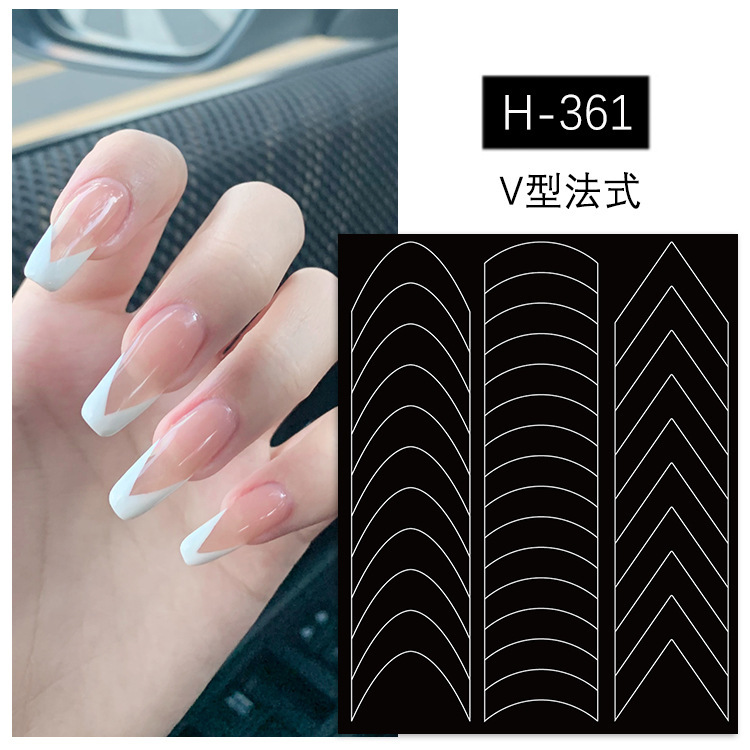 Black French hollowed-out nail art stickers, anti-overflow glue nail stickers, dual-purpose, easy to tear and wear, nail sheet stickers pic 8