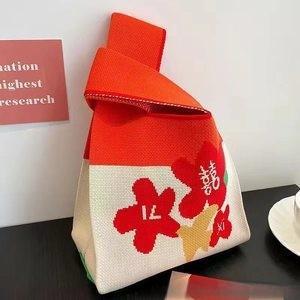New Year Artistic and National Trend style Souvenir Gift, festive knitted bag 2025 New Year Series, Large capacity storage handbag for commuting pic 9