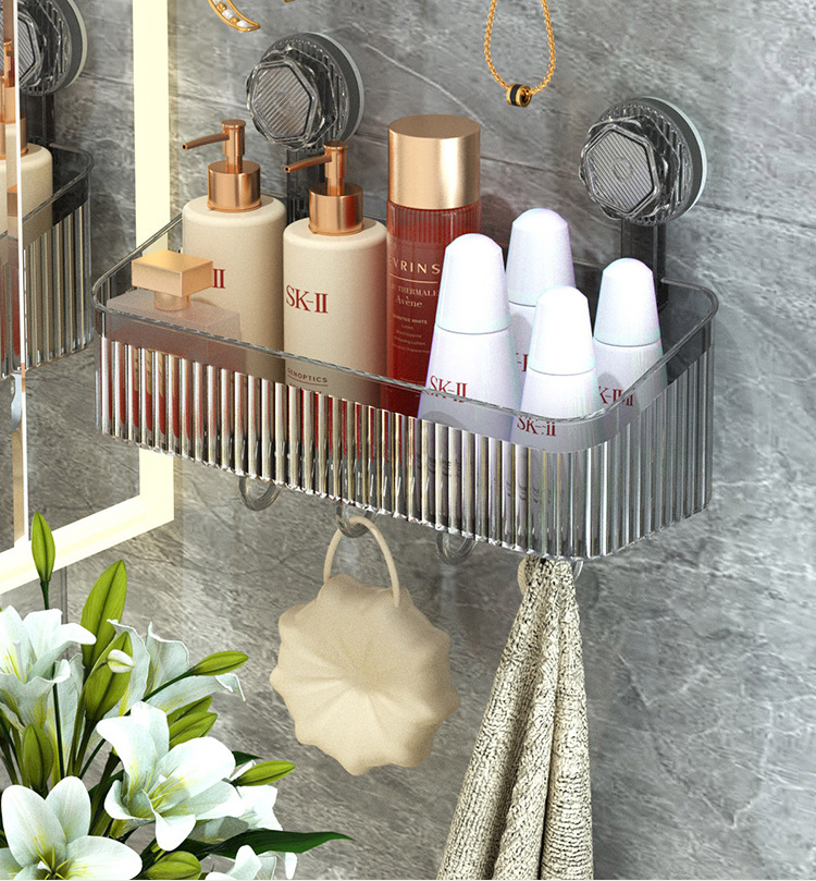 Wall-mounted rotating suction cup storage rack, bathroom storage rack, face towel storage box, wall-mounted without drilling pic 5
