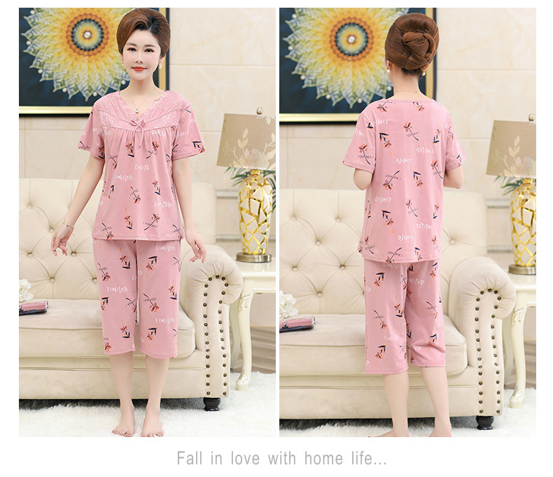 Middle-aged and elderly women wear summer short-sleeved, thin cotton clothes. Middle-aged women wear summer round-neck home clothes. Grandmothers and the elderly pic 7