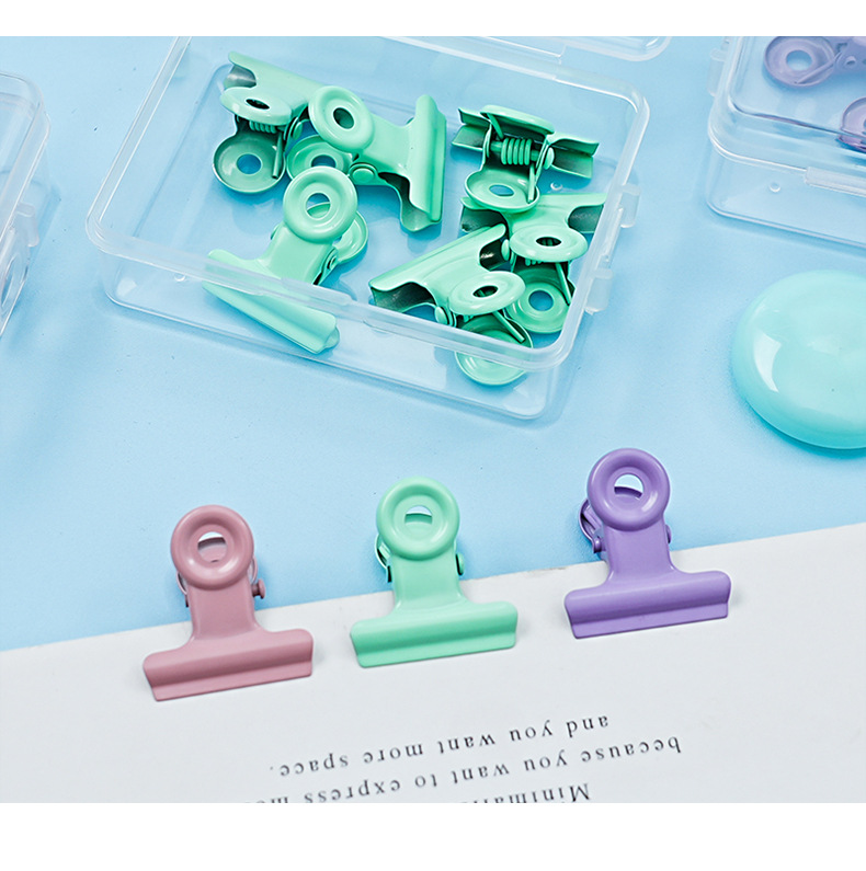 高颜值马卡龙色圆头夹彩色夹子夹试卷金属装订夹盒装小夹子夹文件详情9