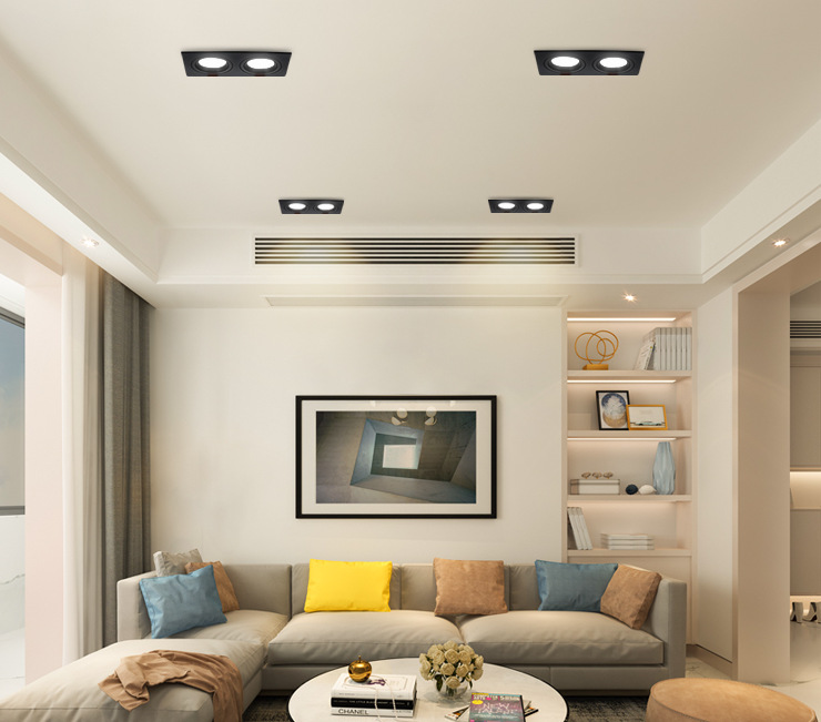 cob square spotlights, grille lights, led bold lights, ceiling lights, single-head, double-head, triple-head downlights, shopping malls, exhibition halls, living rooms pic 15
