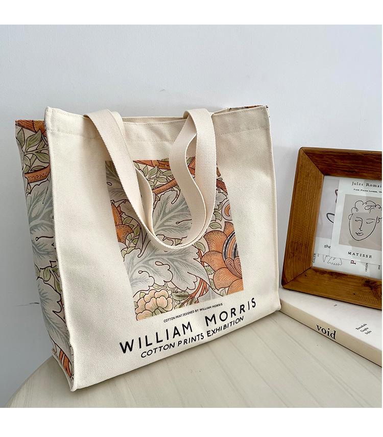 文艺风帆布包包大容量拉链单肩包外出手提袋便当包通勤妈咪包详情15