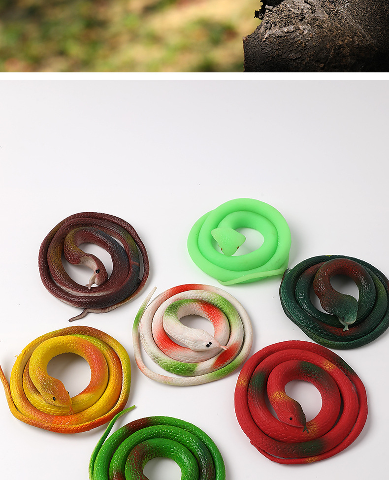 Factory wholesale 68cm eco-friendly rubber snake prank toys, soft rubber fake snakes, Halloween prank toy snakes pic 51