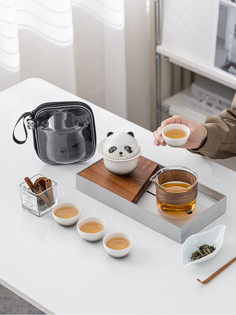 360°熊猫快客杯旅行茶具套装便携式防烫泡茶器扳手礼品可加logo详情15