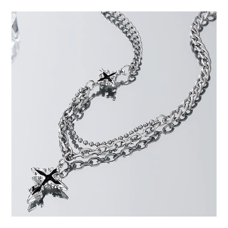 Cross-patterned titanium steel necklace for men, trendy, niche, versatile and non-fading accessory, high-end collarbone chain, light luxury accessory pic 2