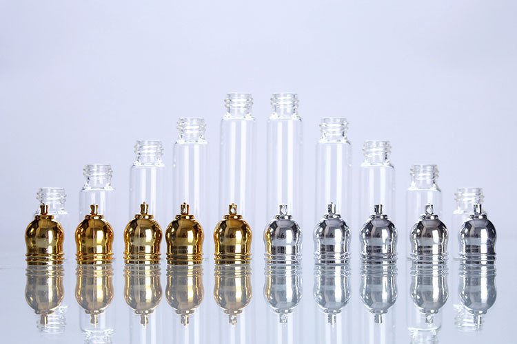 Factory wholesale 16mm diameter gold and silver bright color plastic cap screw mouth mini tube glass bottle pendants pic 2