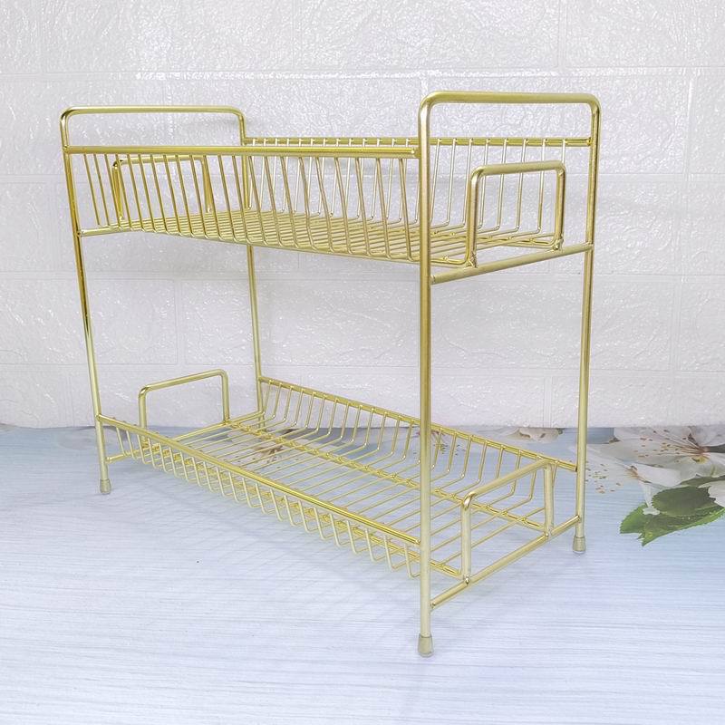 Nordic gold direct supply desktop multi-layer cosmetics shelving, ironwork kitchen shelving, 2-layer shelving pic 3