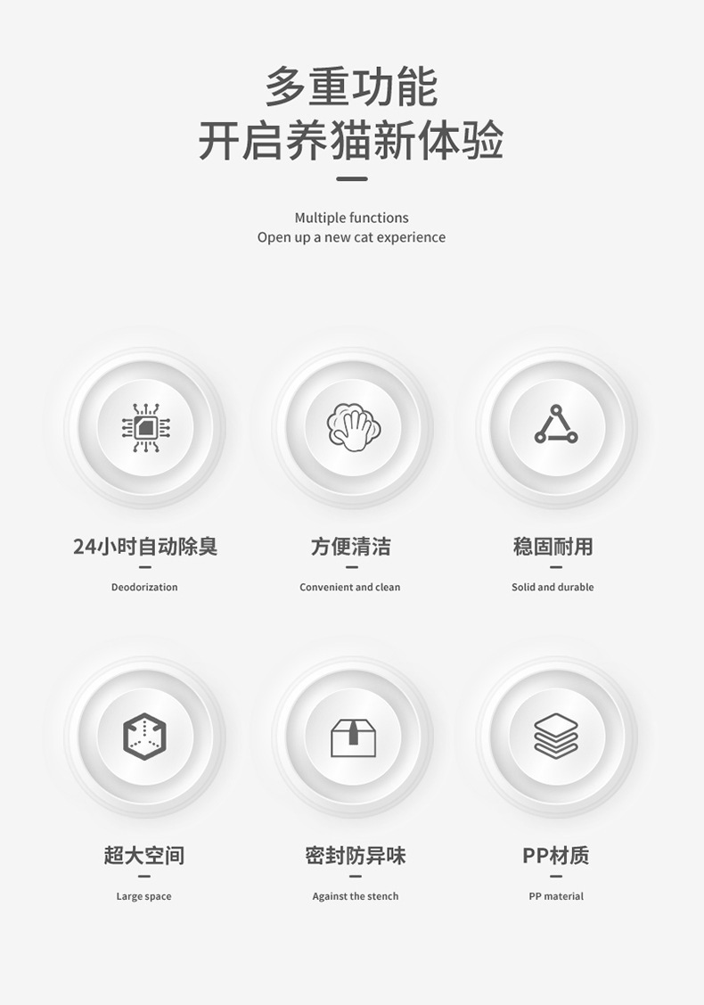 新款智能除臭猫厕所超大号顶入式防外溅抽屉全封闭特大猫砂盆跨境详情3