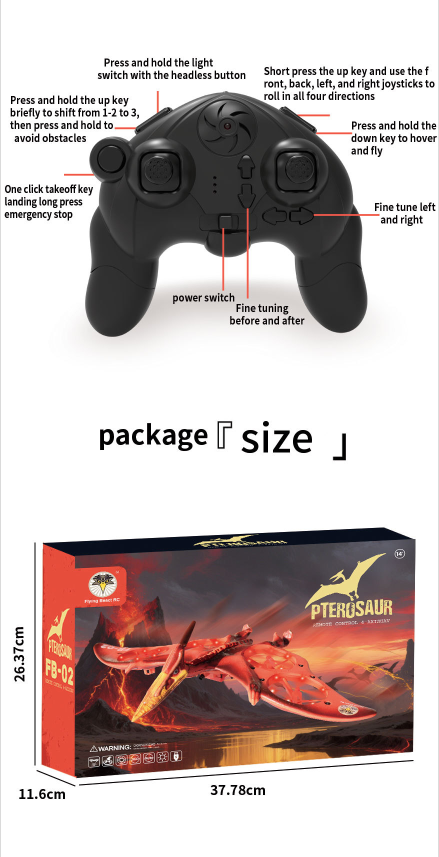 Cross-border foreign trade remote control aircraft, wing Loong fighter jet, dinosaur simulation, cool lights, quadcopter toy pic 14