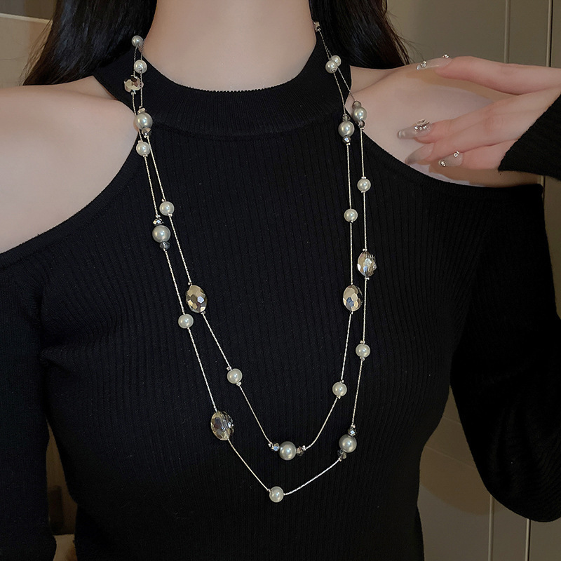 Irregular long pearl necklace, French light luxury style, sweater chain, niche simple and high-end necklace wholesale for women pic 68