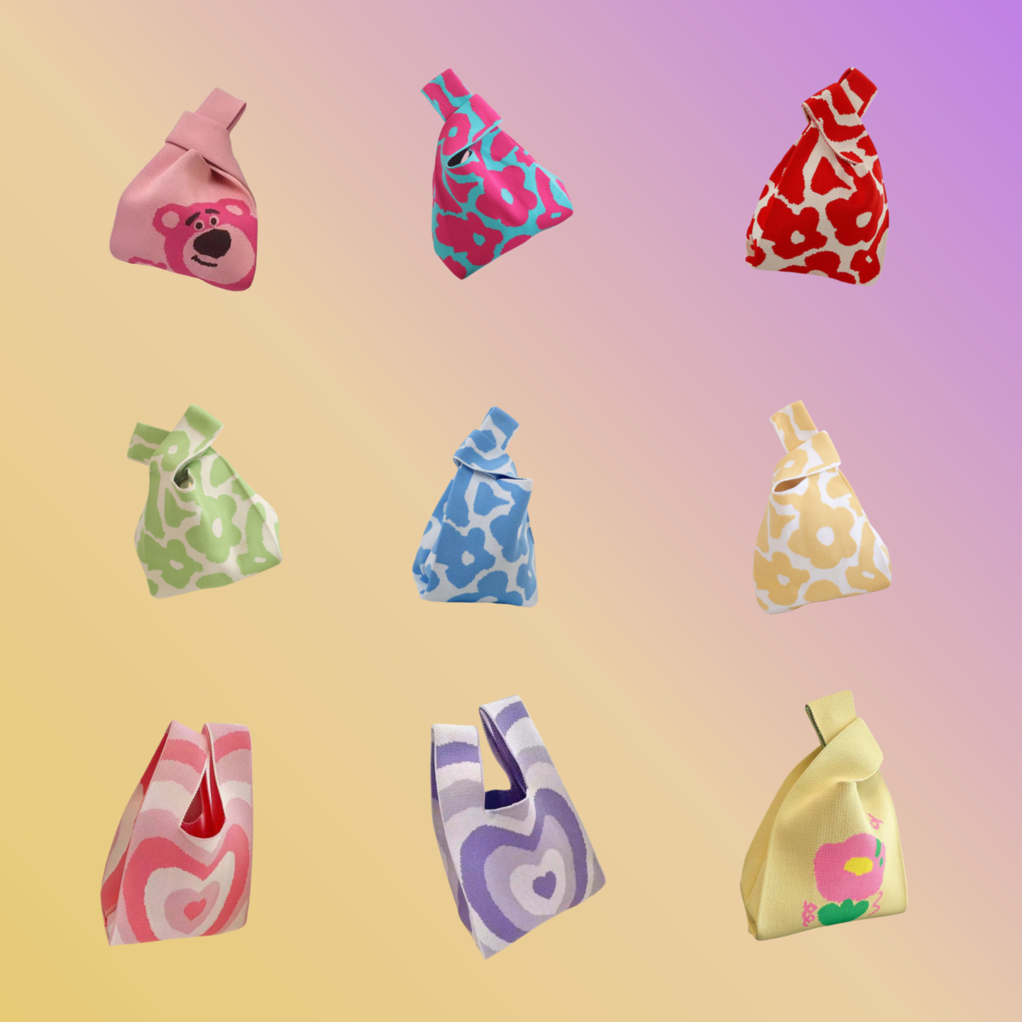 春日物语可爱花朵便携手提包针织包韩版ins 风女大容量手拎袋批发详情7