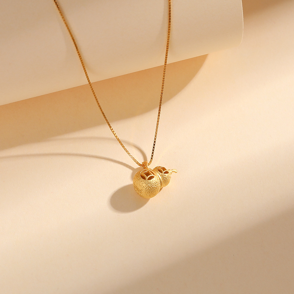 s925纯银 古法拉丝葫芦吊坠项链轻奢高级感新品黄金同款锁骨链详情6