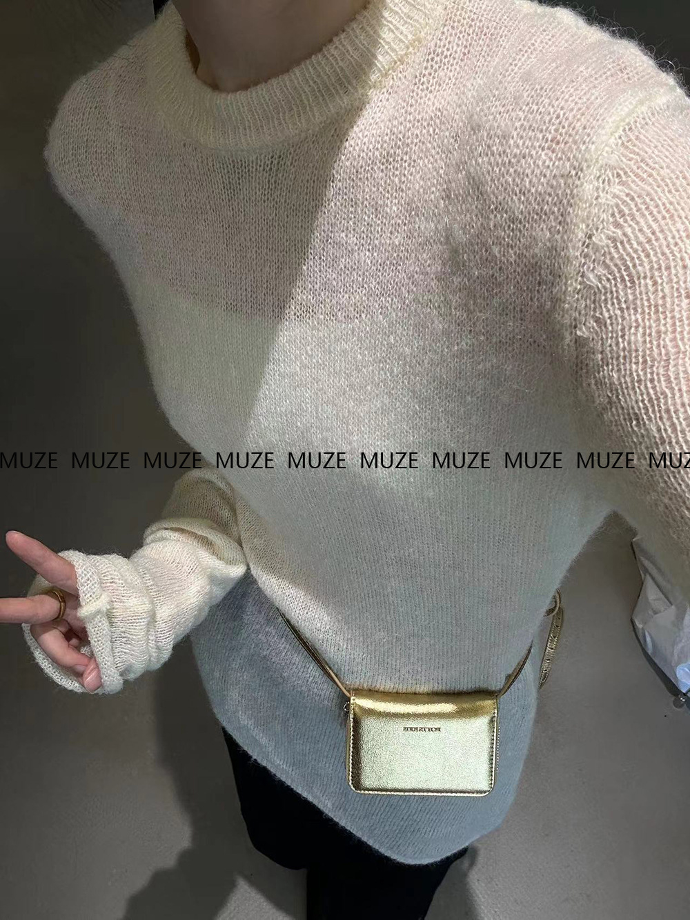 超薄羊毛修身打底衫~2024新款安静灰秋冬百搭混纺显瘦毛衣女5S20详情19