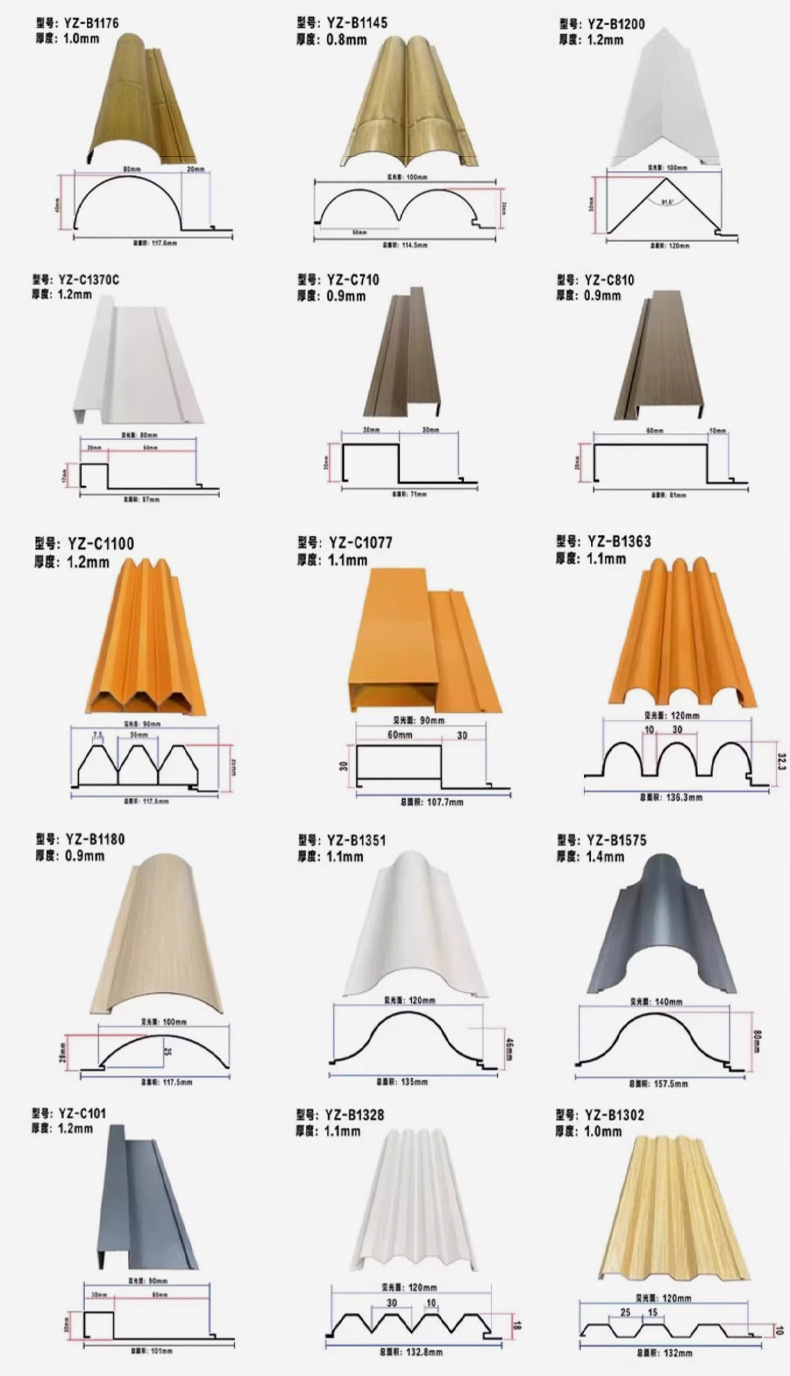 铝合金波浪板幕墙广告门头装饰长城板格栅凹凸铝单板波纹板铝型材详情3