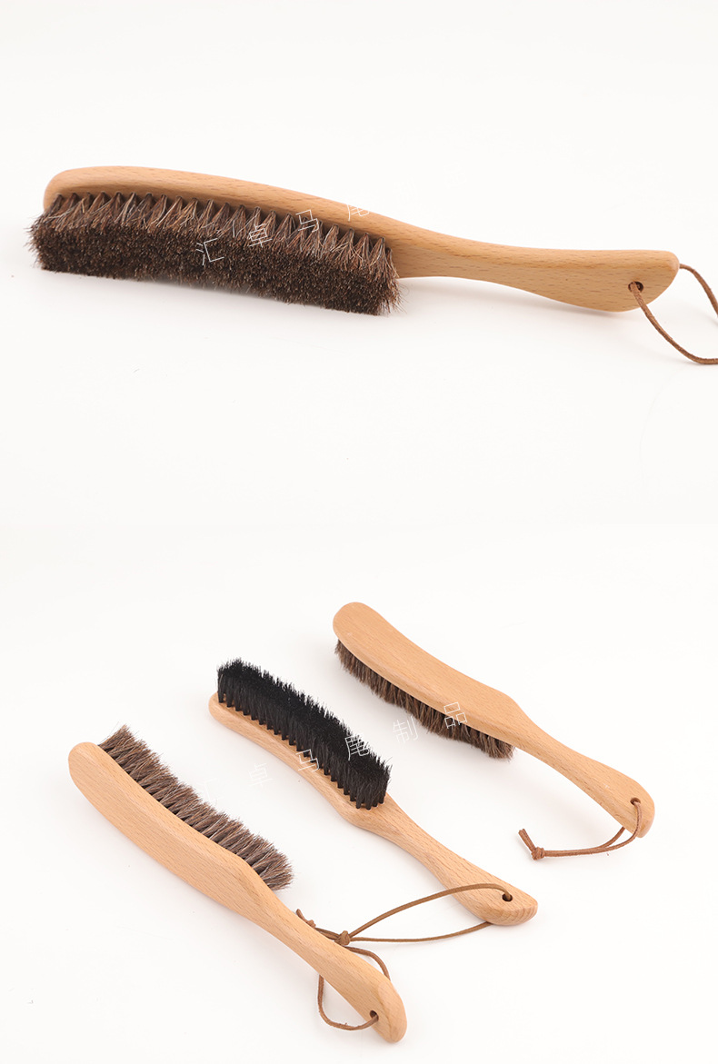 批发跨境外贸高品质长柄纯马毛衣帽刷天然实木猪鬃毛床刷清洁除尘详情13