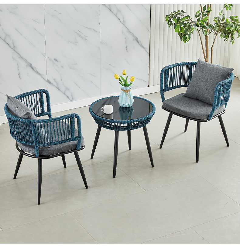 Outdoor balcony leisure sun protection rattan chair courtyard Outdoor hotel terrace collision salad rope dining chair homestay courtyard rattan chair garden table pic 13