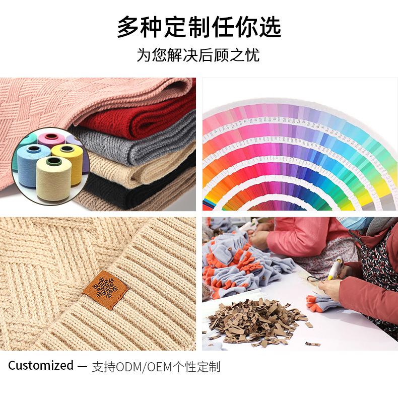 新款针织手套 女秋冬保暖防寒亚马逊户外纯色毛线 触屏手套详情3