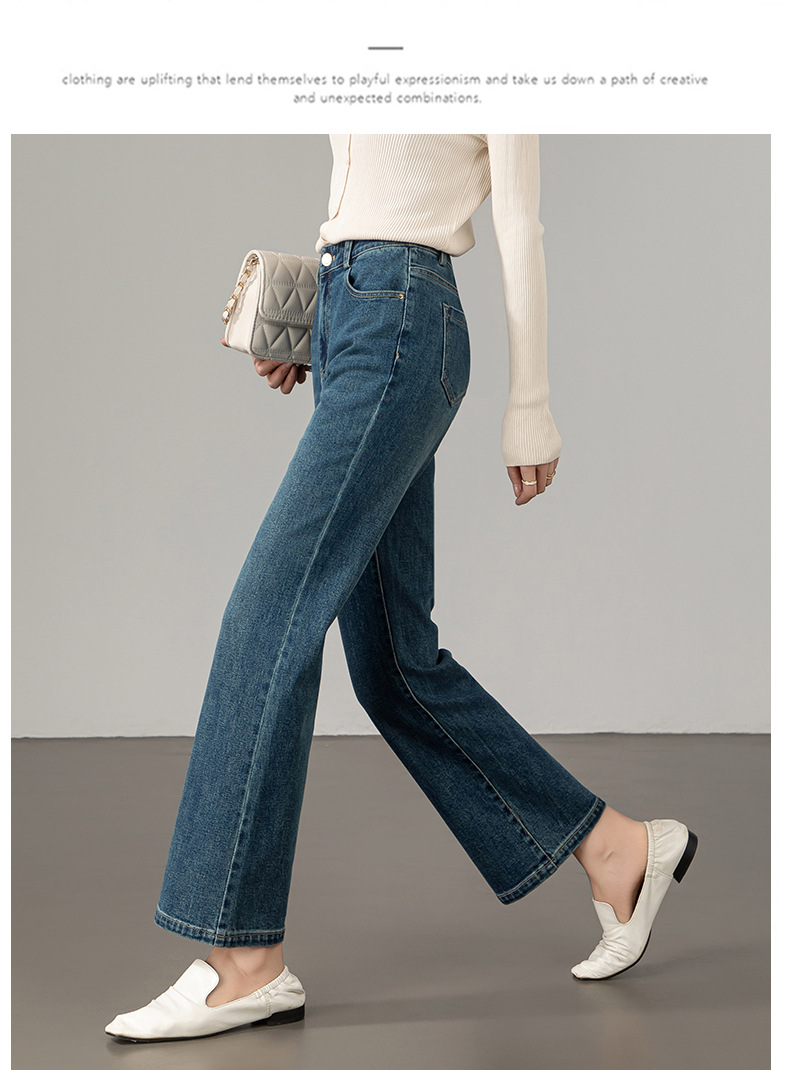 九分微喇叭牛仔裤女高腰2025秋季新款显瘦弹力时髦休闲百搭喇叭裤详情20